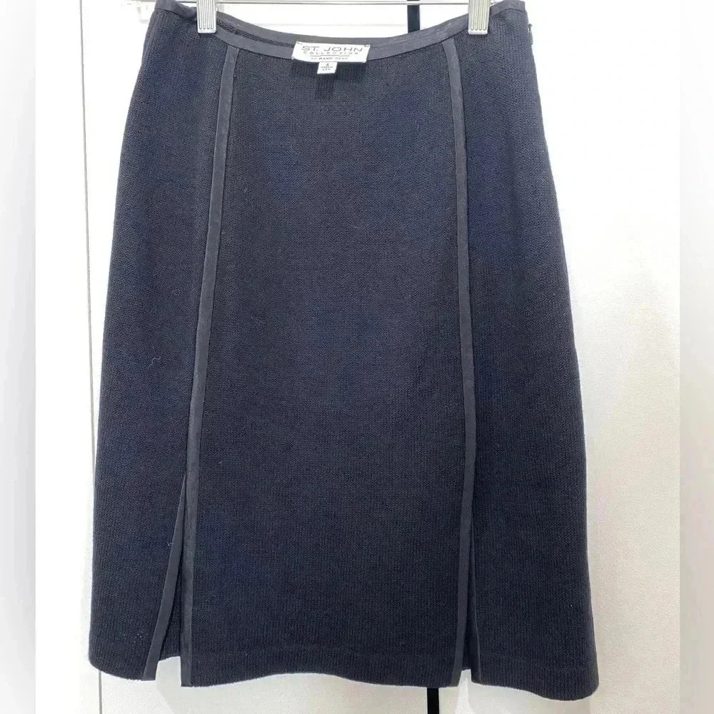 St. John Collection Marie Gray Knit Pencil Skirt Size 4
